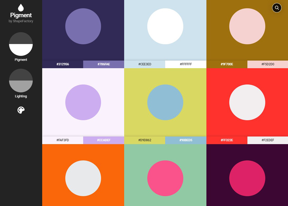 Pigment by Shape Factory - Colors library selected by pigments and lighting
